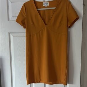 Oscar St Mustard V-Neck Dress